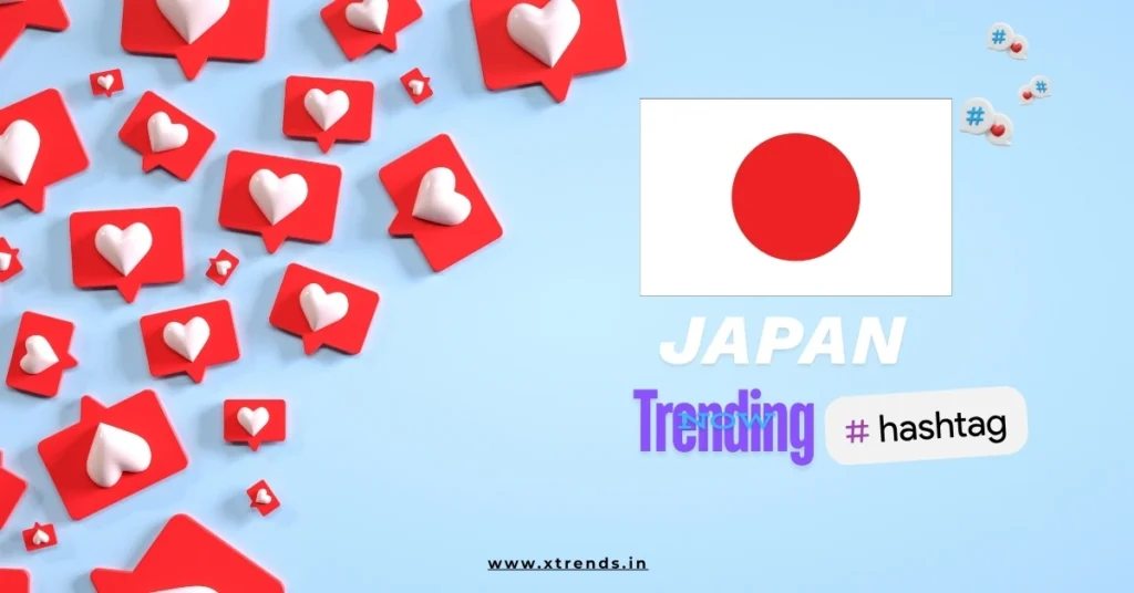 Japan trending on Twitter with popular hashtags and topics highlighted in a vibrant graphic.