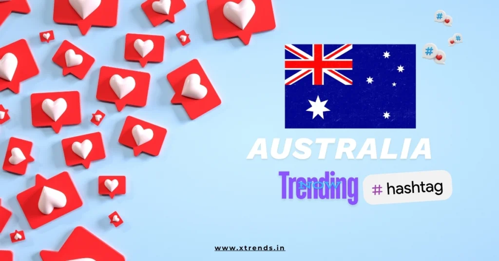 Australia trending on Twitter with popular hashtags and topics highlighted in a vibrant graphic.