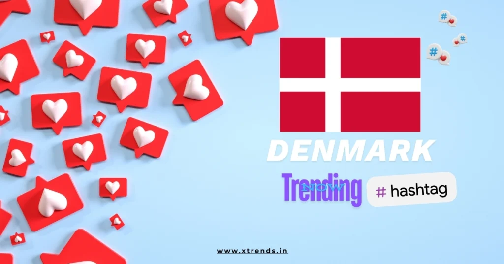Denmark trending on Twitter with popular hashtags and topics highlighted in a vibrant graphic.