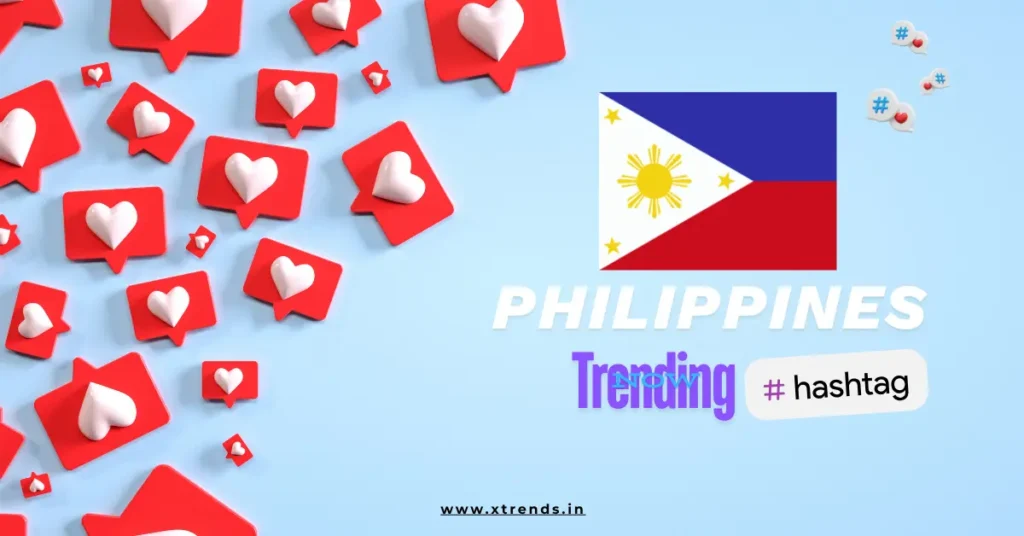 Philippines trending on Twitter with popular hashtags and topics highlighted in a vibrant graphic.