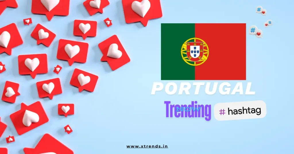Portugal trending on Twitter with popular hashtags and topics highlighted in a vibrant graphic.