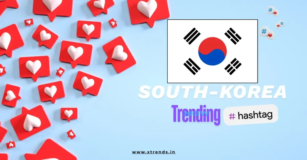 South-Korea trending on Twitter with popular hashtags and topics highlighted in a vibrant graphic.